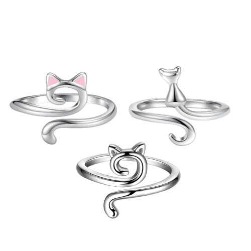 Anillos de crochet - Anillo de tensión de crochet | Anillo de tejido | Anillo de tejido ajustable | 3pcs orejas de gato anillo de hilo de crochet | Anillo de tensión para los dedos | Linda guía de hil