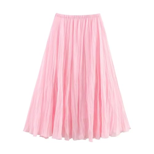 Women’S High Waist Pleated Swing Skirt A-Line Non-Stretch Loose Fit Long Length Flattering Silhouette4