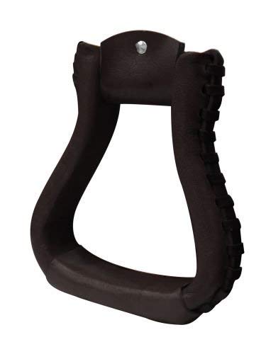 Showman Pony Size Leather Wrapped Stirrups (Black)