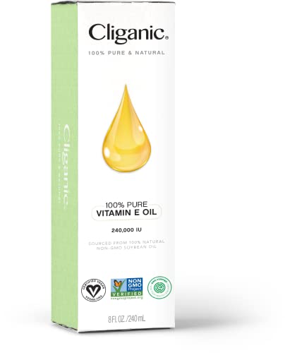 Cliganic 100% Pure Vitamin E Oil For Skin, Hair & Face 240,000 Iu (8Oz), Non-Gmo Verified | Natural D-Alpha Tocopherol #TOP1