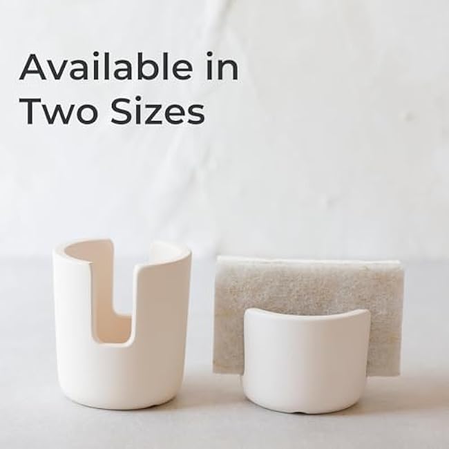 Selegna Diatomaceous Earth Sponge Holder - Drying Rack, Absorbent Stone Kitchen Sink Organizer, Beige (Small)