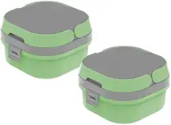 Marmita com 2 Compartimentos, Verde e Cinza, Alça para Transporte, Recipientes para Refeição