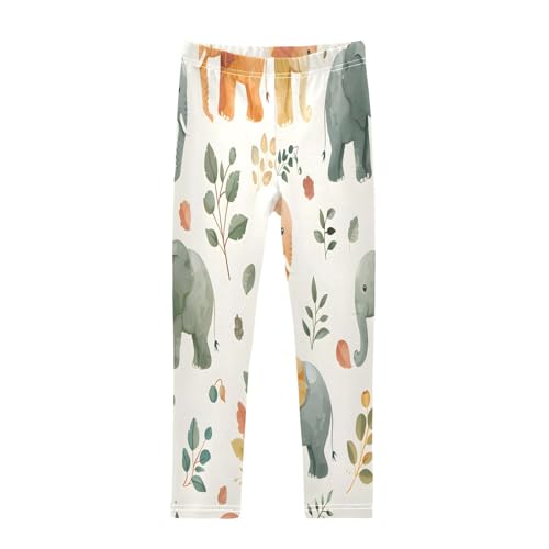 Bolaz Toddler Girls Leggings Printed Yoga Pants Leggings Elephants Plants for Kids