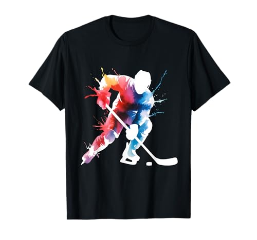 Arte de Salpicaduras de Pintura de Color para Jugadores de Hockey sobre Hielo Camiseta