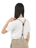 [haoa] フラットタイプ ボタンサスペンダー ボタン6個付き 2.5cm幅 最大長さ108cm メンズ レディース 吊りバンド 長さ調節可能 男性 女性 カジュアル ビジネス シンプル おしゃれ (ベージュ)