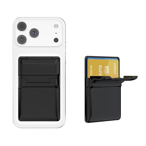 Wuwedo Magnetic Wallet Pocket Compatible with MagSafe for iPhone, Holds 2 Cards, Compatible with iPhone 17/16/15/14/13/12, MagSafe-Case, Hard PC Card Holder, Black