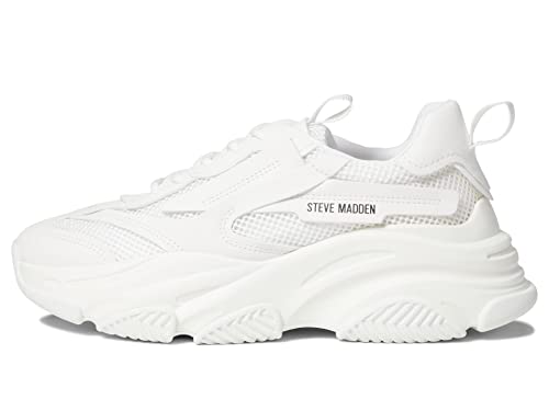 Steve Madden Women's Possession Sneaker, White, 8.5