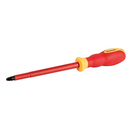 Silverline 536489 Cacciavite Pozidriv VDE per Elettricista con Impugnatura Morbida, Rosso, PZ3 x 150mm