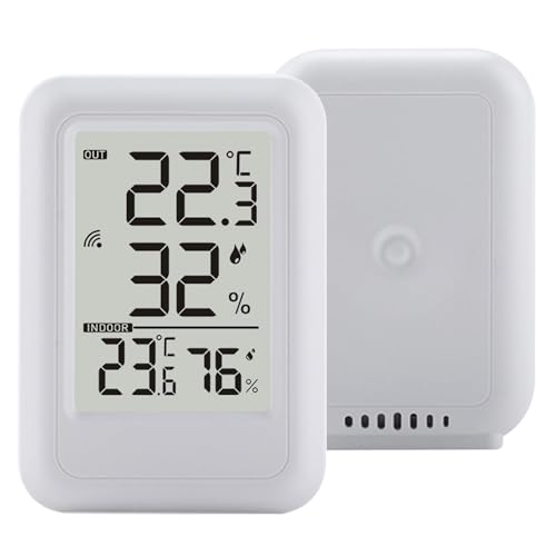 Jiawu Thermomètre Intérieur et Extérieur sans Fil, Conception à Double Capteur, Facile à Utiliser pour Serre et Cave à Vin