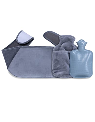 SLOUCHER Wärmflasche mit Wärmegürtel - 2 in 1 -super soft und wärmend, Farbe:grau, Größe:123 x 20 cm Cover