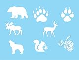 Stencils by Joanie Wildlife Outdoor Stencil 2'T Rustic Elements Bear Wolf Deer Moose Track Hunt Pinecone Art Cabin Signs