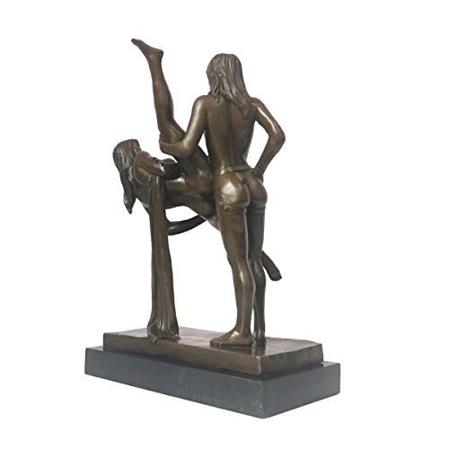 15.6" Nude Lesbian Make Love Bronze Statue Sex Sculpture Naked Woman Erotic Art Bedroom Decor #TOP4