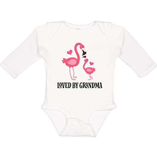 inktastic Grandma Loves Me Flamingo Grandchild Long Sleeve Creeper