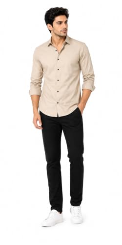 Image of Youth First Men's Cotton Blend Casual Shirt for Men | Regular Fit Solid Full Sleeve | Soft Comfortable Button-Down Collared Shirt for Office, Casual, Party & Formal Wear