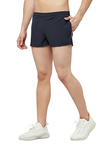 Image of TRUEREVO Men's 2 inch Dry Fit Sports Running Reflective Shorts with 2 Side Pockets and Zipper Back Pocket | Marathon Shorts for Men | Activewear for Running, Sports, Training & Fitness