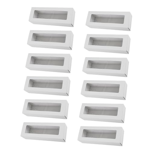 Unomor Moon Cake Boxes 12 Pack Paper Storage Cases Macaron Boxes Stain-resistant Square Bottom for Baking