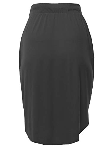 A2Y Women's Elastic Waist Self Tie Tulip Hem Side Pocket Skirt4