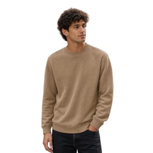 Image of Nobero Sweatshirts for Man Stylish | 280 GSM Rich Cotton Fleece Solid Regular Fit Full Sleeve Sweatshirt for Men | Stylish Casual Wear Winter Crew Neck Sweatshirt for Men