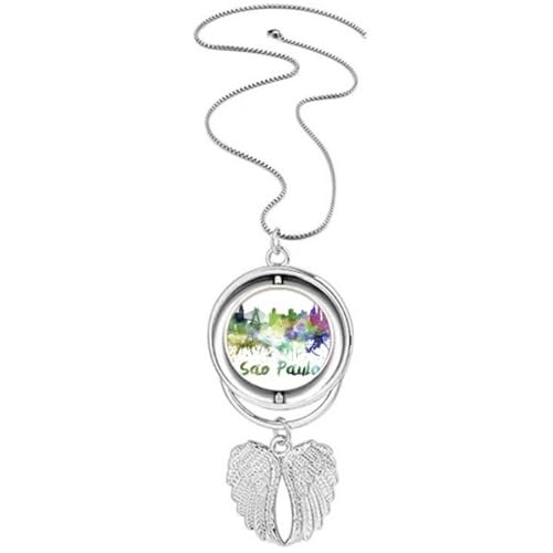 Collier Sao Paulo Brésil idéal à offrir en cadeau pendentif rotatif