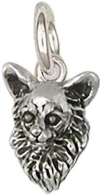 Long Hair Chihuahua Charm Jewelry Sterling Silver Handmade Dog Charm CU12-C