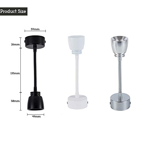Aplique de pared LED plateado de 3W con interruptor y brazo flexible 4