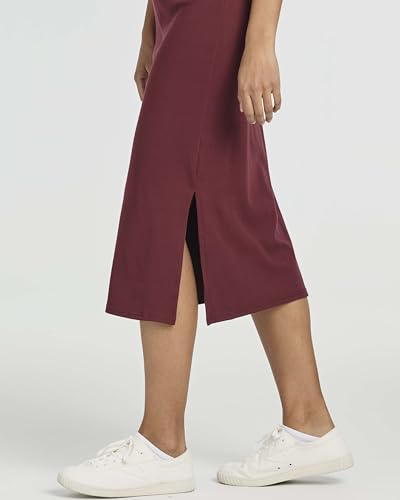 Image of Real Essentials 3 Pack: Women's Ribbed Knit Sleeveless Crew Neck Tank Casual Midi Shift Dress with Slit