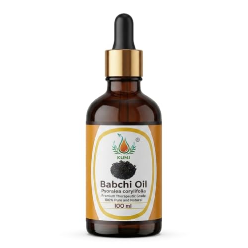Image of KUNJ Babchi Oil 100ml - 100% Pure & Natural Cold Pressed Undiluted Babchi Oil for Skin, Face, Hair & Scalp Care | Supports Natural Glow, Smooth-Looking Skin & Hair Nourishment
