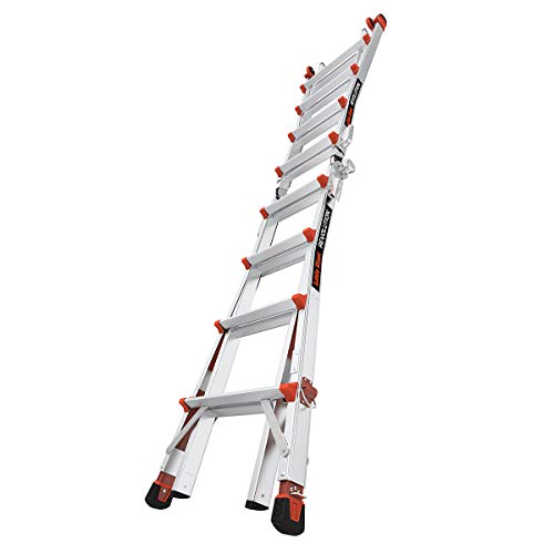 Little Giant Ladders, Revolution with Ratchet Levelers, M17, 17 ft, Multi-Position Ladder,Ratchet leg levelers, Aluminum, Type 1A, 300 lbs weight rating (12017-801)