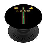 Bandera de Mauritania, mapa de silueta de Mauritania, Escudo de armas PopSockets PopGrip Adhesivo