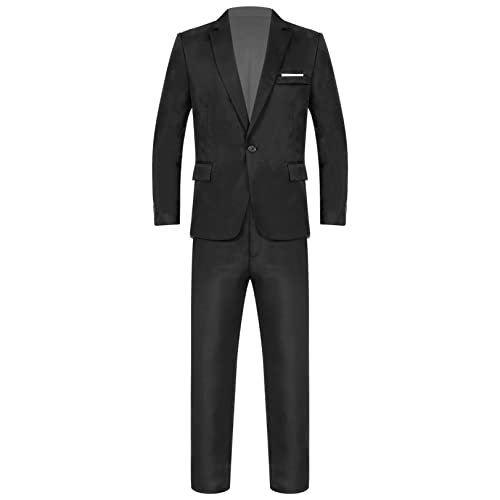 renvena Mens 2 Piece Slim Fit Wedding Tuxedo Suit One Button Notch Lapel Blazer Jacket with Pants Set4