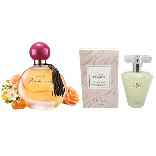 AVON Far Away & Rare Pearls Perfume Bundle for Women – Long Lasting Eau de Parfum Set, Amber Floral & Soft Floral Fragrances, Travel Size Women's Perfume Gift Set, 1.7 fl oz Each