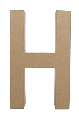 Décopatch AC401O - Un support en papier brun mâché 5x22x30 cm, Lettre fantaisie H