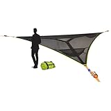 Tentsile Trillium Giant Hammock, The Original Tree Tent Company, 3 Adult Capacity, Anti-Roll, Central Hatch, Ratches and Straps Included, Designed in The UK (3 Person, Black Mesh)
