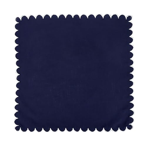 Image of FINGERCRAFT Scallop Edge Cloth Napkins | Set of 6 | 20x20 Inches | 100% Cotton | Table Napkins for Any Occasion | Washable, Perfect for Parties and Everyday Use (Navy Slub, Set of 6)