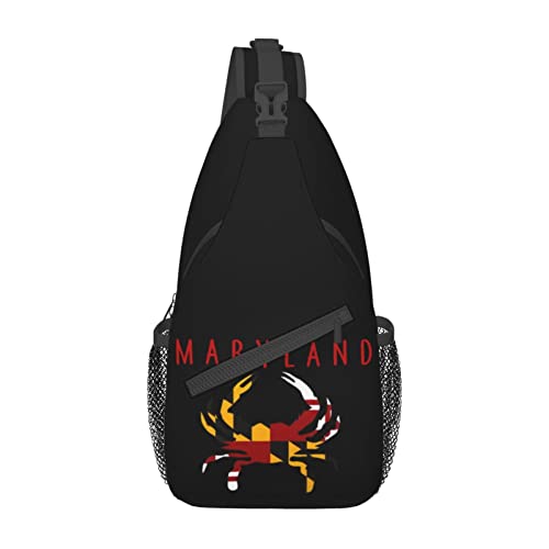 SEAEAGLE Maryland State Flag Crab Sling Backpack Travel Crossbody Casual Chest Shoulder Bag Fashion Fanny Pack