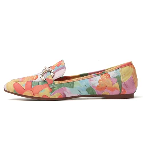 Image of Tilocow Metal Chain Loafers Flats for Women Pointed Toe Slip on Flats Dressy Casual Comfortable Work Business Shoes
