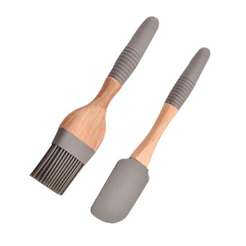 VANZACK 1 Set Baking Tool Set Cake Pastry Oil Brush Baked Small Silicon Scraper Bakeware Baking Tools Scrapper for Baking Wood