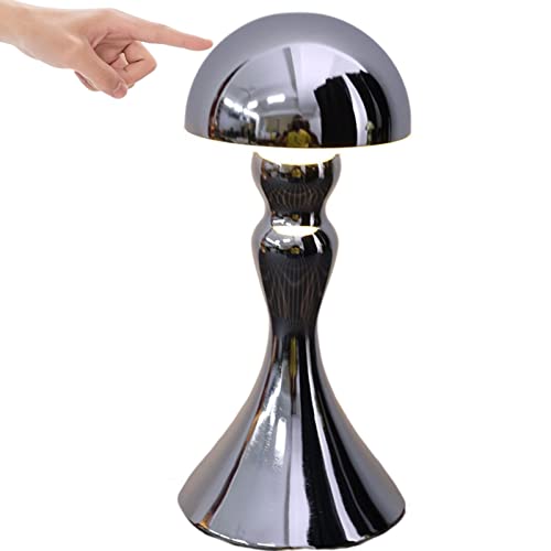 Lampe champignon sans fil rechargeable tactile haute luminosité argent
