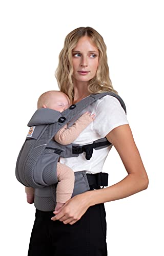 Ergobaby Omni Breeze Newborn To Toddler Carrier With 4 Carry Positions, Soft Breathable Mesh Baby Carrier with Lumbar Back Support & Airflow, 0-4 years, Ergonomically Designed, 3-20 Kgs, Graphite Grey