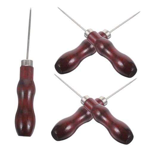 BEBEMOKO Leather Craft Tool Kits 5pcs Set Sewing Awl Wooden Handle Upholstery Repair Needles Sewing Craft Tool Kit