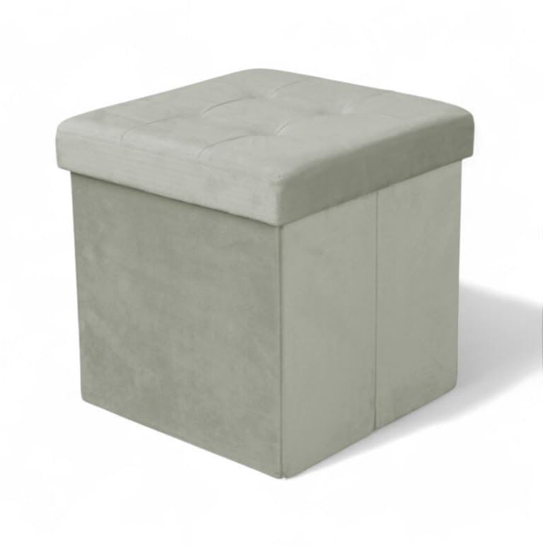 GARGIX PUFF POUF CONTENITORE QUADRATO ECOPELLE PANCA BAULE TRAPUNTATO (Ras-4 Fango)