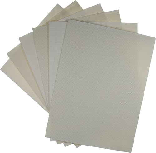 Image of KCS 6 pc of 12 inch x 18 inch(30cmx45cm) 14CT Counted Cotton Aida Cloth Cross Stitch Fabric (Antique White+Cream)