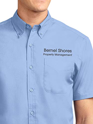Custom Embroidered Casual Button Downs for Men - Add Your Text - Short Sleeve Easy Care Embroidery Shirts2