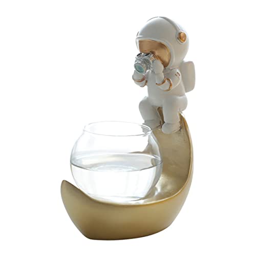 MILISTEN Maceta de Astronauta Luces led lamparas led Bonito contenedor Creativo Modelo de Astronauta Flor decoración Bote de Cristal de Escritorio Maceta de Vidrio para Plantas hidropónicas
