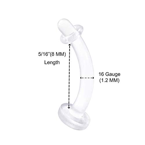 4Pcs Bioplastic Clear Curved Barbell Retainer 16 Gauge 5/16 8Mm Ball Helix Nose Rook Earrings Eyebrow Piercing Jewelry 2494 #TOP2