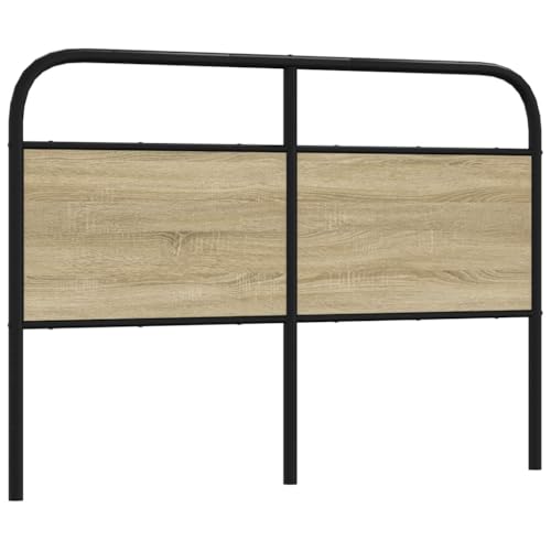 vidaXL Tête de lit chêne Sonoma 120 cm Acier et Bois d'ingénierie, tête de lit pour lit Double, Meuble de Chambre à Coucher, tête de lit en métal