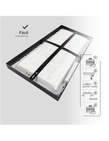 Pannello da superficie LED rettangolare Kisongo 60x30cm 24W 4200K Nero