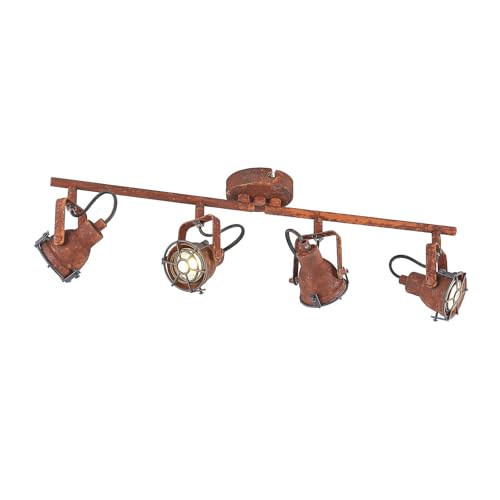 Ceiling Light 'Scabra' dimmable (Industrial Design) in Brown Made of Metal for e.g. Living Room & Dining Room (4 Light Sources, GU10) from Lindby | floodlight, Spotlight