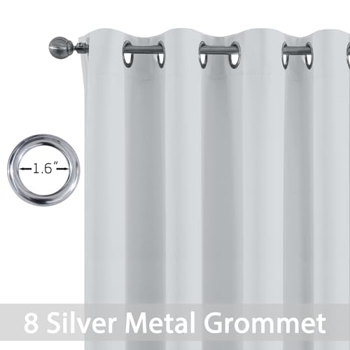 Yakamok Blackout Curtains Room Darkening Thermal Insulated Window Panels,Solid Grommet Top Drapes for Bedroom/Living Room(52Wx90L,Greyish White, 2 Panels)