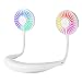 Hand Free USB Personal Fan- Portable Handheld Mini LED Fan Headphone Design Neckband Fan Internal Rainbow and White Light, 3 Speeds, Quiet, Rechargeable Perfect for Sports, Traveling and Office